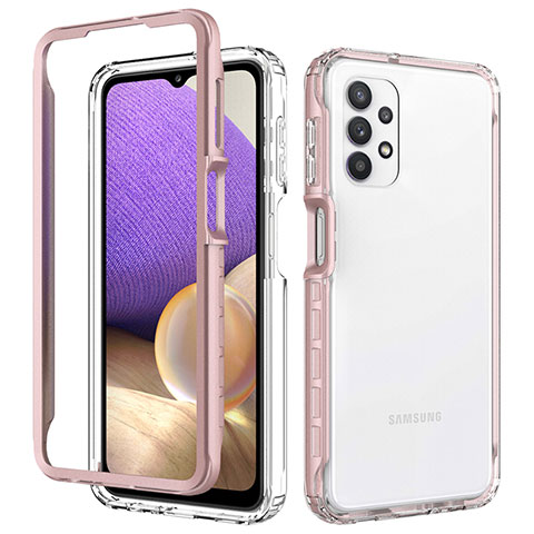 Silikon Schutzhülle Rahmen Tasche Hülle Durchsichtig Transparent 360 Grad Ganzkörper JX1 für Samsung Galaxy A32 4G Rosegold