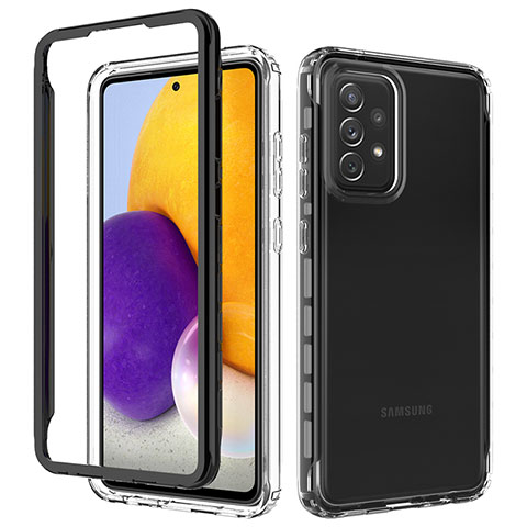 Silikon Schutzhülle Rahmen Tasche Hülle Durchsichtig Transparent 360 Grad Ganzkörper JX1 für Samsung Galaxy A72 4G Schwarz