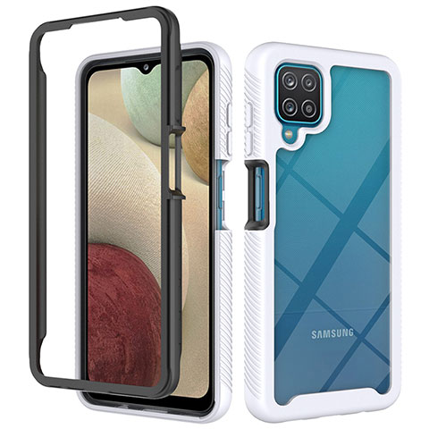 Silikon Schutzhülle Rahmen Tasche Hülle Durchsichtig Transparent 360 Grad Ganzkörper JX2 für Samsung Galaxy A12 Nacho Weiß