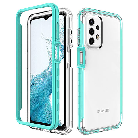 Silikon Schutzhülle Rahmen Tasche Hülle Durchsichtig Transparent 360 Grad Ganzkörper JX2 für Samsung Galaxy A23 4G Hellblau