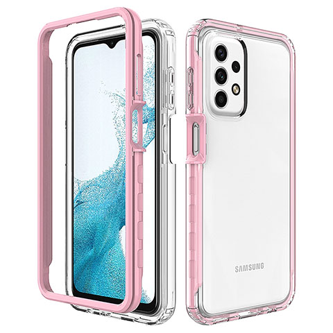 Silikon Schutzhülle Rahmen Tasche Hülle Durchsichtig Transparent 360 Grad Ganzkörper JX2 für Samsung Galaxy A23 4G Rosa