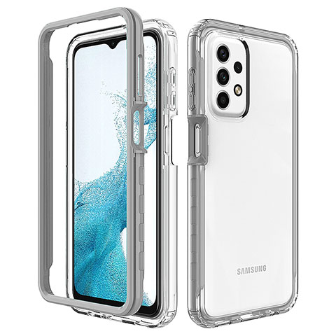 Silikon Schutzhülle Rahmen Tasche Hülle Durchsichtig Transparent 360 Grad Ganzkörper JX2 für Samsung Galaxy A23 5G Grau