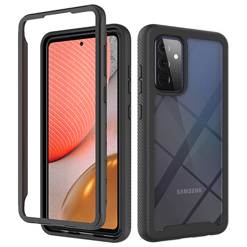 Silikon Schutzhülle Rahmen Tasche Hülle Durchsichtig Transparent 360 Grad Ganzkörper JX2 für Samsung Galaxy A72 4G Schwarz