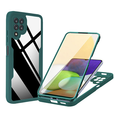 Silikon Schutzhülle Rahmen Tasche Hülle Durchsichtig Transparent 360 Grad Ganzkörper MJ1 für Samsung Galaxy A22 4G Grün