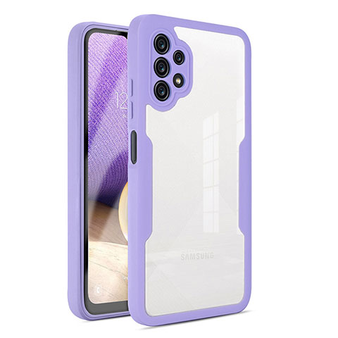 Silikon Schutzhülle Rahmen Tasche Hülle Durchsichtig Transparent 360 Grad Ganzkörper MJ1 für Samsung Galaxy A32 5G Violett