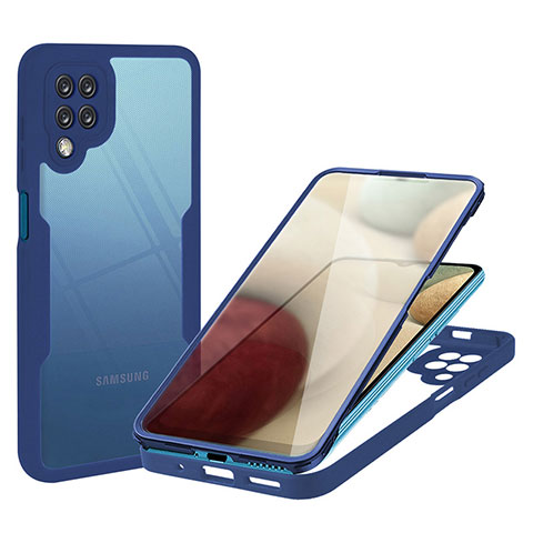 Silikon Schutzhülle Rahmen Tasche Hülle Durchsichtig Transparent 360 Grad Ganzkörper MJ1 für Samsung Galaxy F12 Blau