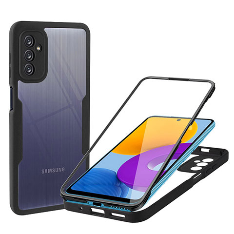 Silikon Schutzhülle Rahmen Tasche Hülle Durchsichtig Transparent 360 Grad Ganzkörper MJ1 für Samsung Galaxy M52 5G Schwarz