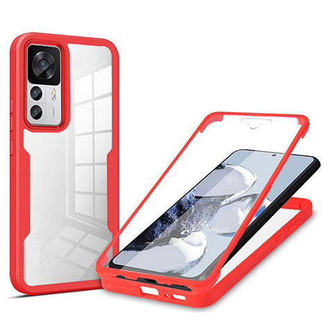 Silikon Schutzhülle Rahmen Tasche Hülle Durchsichtig Transparent 360 Grad Ganzkörper MJ1 für Xiaomi Mi 12T Pro 5G Rot