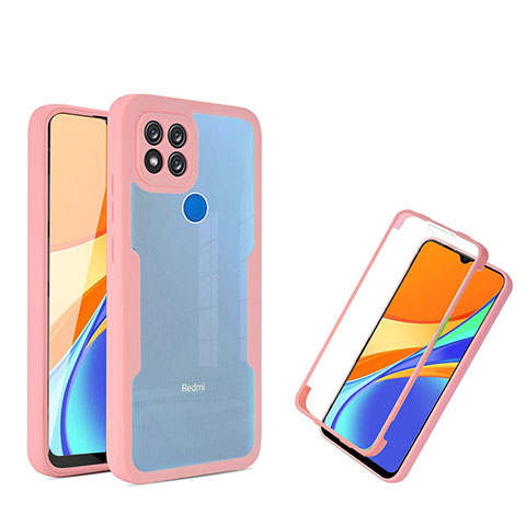 Silikon Schutzhülle Rahmen Tasche Hülle Durchsichtig Transparent 360 Grad Ganzkörper MJ1 für Xiaomi Redmi 9 India Rosegold