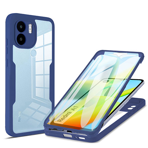 Silikon Schutzhülle Rahmen Tasche Hülle Durchsichtig Transparent 360 Grad Ganzkörper MJ1 für Xiaomi Redmi A1 Blau