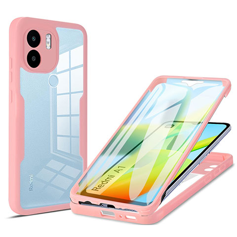 Silikon Schutzhülle Rahmen Tasche Hülle Durchsichtig Transparent 360 Grad Ganzkörper MJ1 für Xiaomi Redmi A2 Rosegold