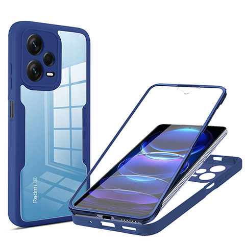 Silikon Schutzhülle Rahmen Tasche Hülle Durchsichtig Transparent 360 Grad Ganzkörper MJ1 für Xiaomi Redmi Note 12 Explorer Blau