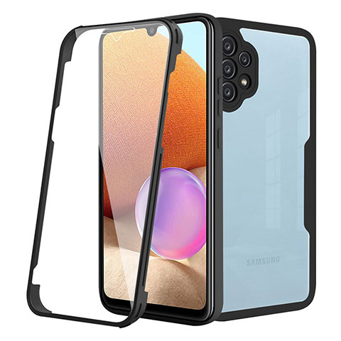 Silikon Schutzhülle Rahmen Tasche Hülle Durchsichtig Transparent 360 Grad Ganzkörper MJ2 für Samsung Galaxy A32 4G Schwarz