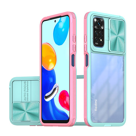 Silikon Schutzhülle Rahmen Tasche Hülle Durchsichtig Transparent 360 Grad Ganzkörper QW1 für Xiaomi Redmi Note 11 4G (2022) Rosa