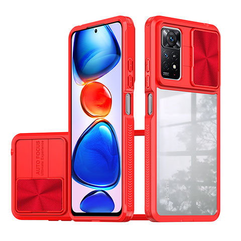 Silikon Schutzhülle Rahmen Tasche Hülle Durchsichtig Transparent 360 Grad Ganzkörper QW1 für Xiaomi Redmi Note 11 Pro 4G Rot