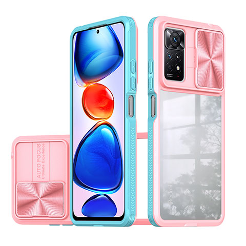 Silikon Schutzhülle Rahmen Tasche Hülle Durchsichtig Transparent 360 Grad Ganzkörper QW1 für Xiaomi Redmi Note 11 Pro 5G Hellblau