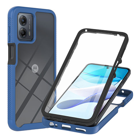 Silikon Schutzhülle Rahmen Tasche Hülle Durchsichtig Transparent 360 Grad Ganzkörper YB1 für Motorola Moto G53 5G Blau