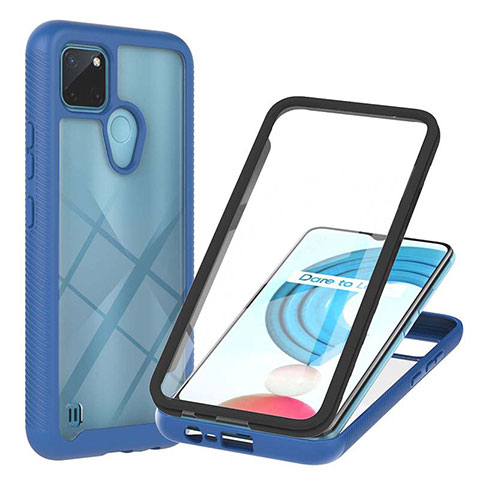 Silikon Schutzhülle Rahmen Tasche Hülle Durchsichtig Transparent 360 Grad Ganzkörper YB1 für Realme C21Y Blau