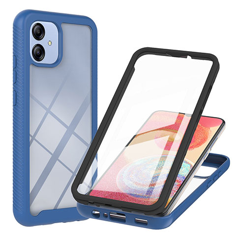 Silikon Schutzhülle Rahmen Tasche Hülle Durchsichtig Transparent 360 Grad Ganzkörper YB1 für Samsung Galaxy A04 4G Blau