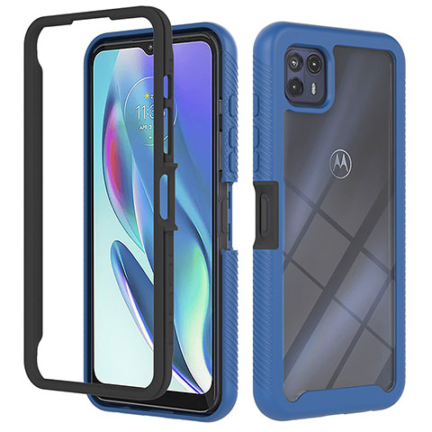 Silikon Schutzhülle Rahmen Tasche Hülle Durchsichtig Transparent 360 Grad Ganzkörper YB2 für Motorola Moto G50 5G Blau