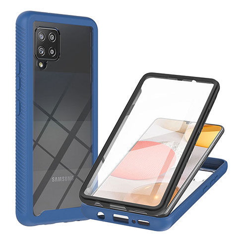 Silikon Schutzhülle Rahmen Tasche Hülle Durchsichtig Transparent 360 Grad Ganzkörper YB2 für Samsung Galaxy A42 5G Blau