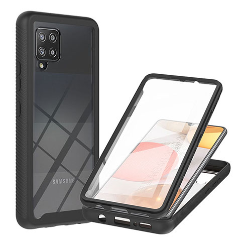 Silikon Schutzhülle Rahmen Tasche Hülle Durchsichtig Transparent 360 Grad Ganzkörper YB2 für Samsung Galaxy A42 5G Schwarz