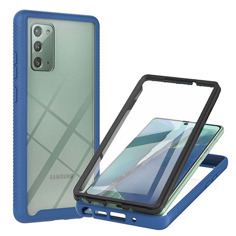 Silikon Schutzhülle Rahmen Tasche Hülle Durchsichtig Transparent 360 Grad Ganzkörper YB2 für Samsung Galaxy Note 20 5G Blau