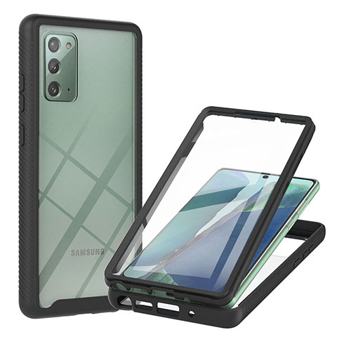 Silikon Schutzhülle Rahmen Tasche Hülle Durchsichtig Transparent 360 Grad Ganzkörper YB2 für Samsung Galaxy Note 20 5G Schwarz