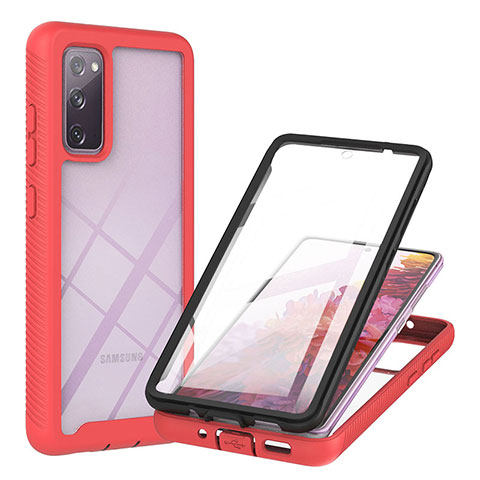 Silikon Schutzhülle Rahmen Tasche Hülle Durchsichtig Transparent 360 Grad Ganzkörper YB2 für Samsung Galaxy S20 Lite 5G Rot