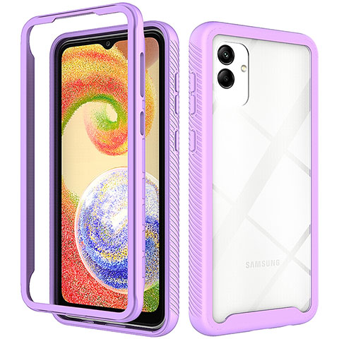 Silikon Schutzhülle Rahmen Tasche Hülle Durchsichtig Transparent 360 Grad Ganzkörper ZJ1 für Samsung Galaxy A04 4G Violett