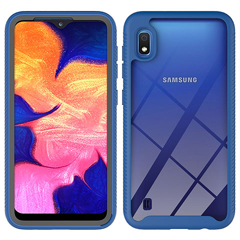 Silikon Schutzhülle Rahmen Tasche Hülle Durchsichtig Transparent 360 Grad Ganzkörper ZJ1 für Samsung Galaxy A10 Blau