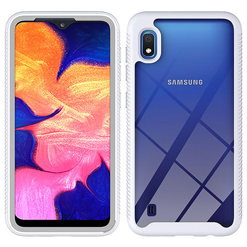 Silikon Schutzhülle Rahmen Tasche Hülle Durchsichtig Transparent 360 Grad Ganzkörper ZJ1 für Samsung Galaxy A10 Weiß