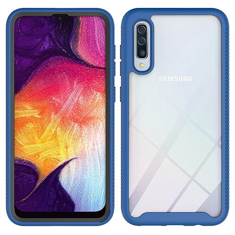 Silikon Schutzhülle Rahmen Tasche Hülle Durchsichtig Transparent 360 Grad Ganzkörper ZJ1 für Samsung Galaxy A30S Blau