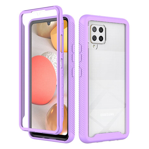 Silikon Schutzhülle Rahmen Tasche Hülle Durchsichtig Transparent 360 Grad Ganzkörper ZJ1 für Samsung Galaxy A42 5G Helles Lila