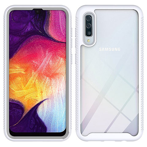 Silikon Schutzhülle Rahmen Tasche Hülle Durchsichtig Transparent 360 Grad Ganzkörper ZJ1 für Samsung Galaxy A50S Weiß