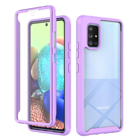 Silikon Schutzhülle Rahmen Tasche Hülle Durchsichtig Transparent 360 Grad Ganzkörper ZJ1 für Samsung Galaxy A71 5G Helles Lila