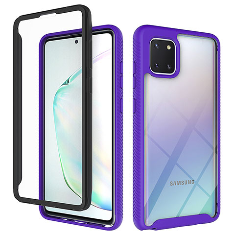 Silikon Schutzhülle Rahmen Tasche Hülle Durchsichtig Transparent 360 Grad Ganzkörper ZJ1 für Samsung Galaxy A81 Helles Lila