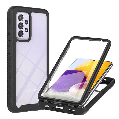 Silikon Schutzhülle Rahmen Tasche Hülle Durchsichtig Transparent 360 Grad Ganzkörper ZJ2 für Samsung Galaxy A72 4G Schwarz