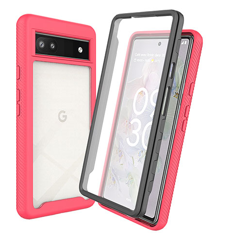 Silikon Schutzhülle Rahmen Tasche Hülle Durchsichtig Transparent 360 Grad Ganzkörper ZJ3 für Google Pixel 6a 5G Pink