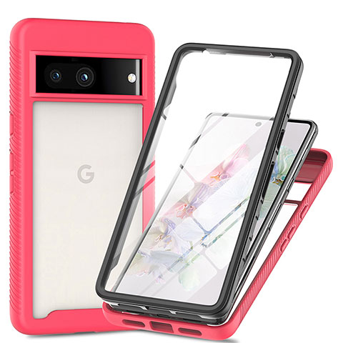 Silikon Schutzhülle Rahmen Tasche Hülle Durchsichtig Transparent 360 Grad Ganzkörper ZJ3 für Google Pixel 7a 5G Pink