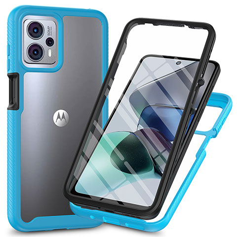 Silikon Schutzhülle Rahmen Tasche Hülle Durchsichtig Transparent 360 Grad Ganzkörper ZJ3 für Motorola Moto G13 Hellblau