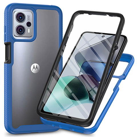 Silikon Schutzhülle Rahmen Tasche Hülle Durchsichtig Transparent 360 Grad Ganzkörper ZJ3 für Motorola Moto G23 Blau