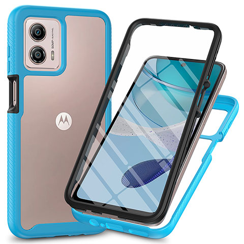 Silikon Schutzhülle Rahmen Tasche Hülle Durchsichtig Transparent 360 Grad Ganzkörper ZJ3 für Motorola Moto G53 5G Hellblau