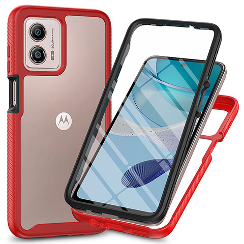 Silikon Schutzhülle Rahmen Tasche Hülle Durchsichtig Transparent 360 Grad Ganzkörper ZJ3 für Motorola Moto G53j 5G Rot