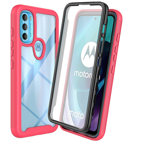 Silikon Schutzhülle Rahmen Tasche Hülle Durchsichtig Transparent 360 Grad Ganzkörper ZJ3 für Motorola Moto G71 5G Pink