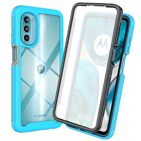 Silikon Schutzhülle Rahmen Tasche Hülle Durchsichtig Transparent 360 Grad Ganzkörper ZJ3 für Motorola Moto G82 5G Hellblau