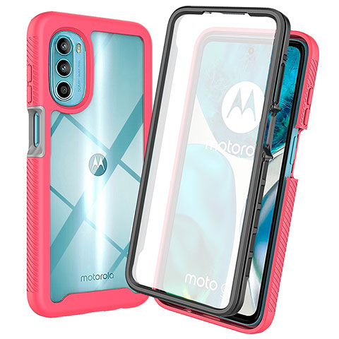 Silikon Schutzhülle Rahmen Tasche Hülle Durchsichtig Transparent 360 Grad Ganzkörper ZJ3 für Motorola Moto G82 5G Pink