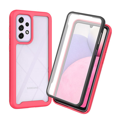 Silikon Schutzhülle Rahmen Tasche Hülle Durchsichtig Transparent 360 Grad Ganzkörper ZJ3 für Samsung Galaxy A53 5G Pink