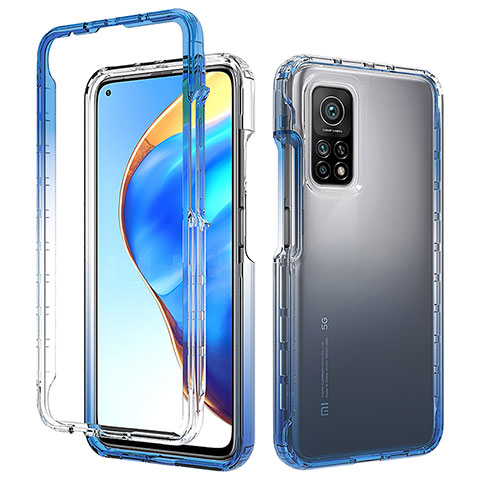 Silikon Schutzhülle Rahmen Tasche Hülle Durchsichtig Transparent 360 Grad Ganzkörper ZJ3 für Xiaomi Mi 10T Pro 5G Blau