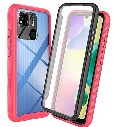 Silikon Schutzhülle Rahmen Tasche Hülle Durchsichtig Transparent 360 Grad Ganzkörper ZJ3 für Xiaomi Redmi 9 Activ Pink